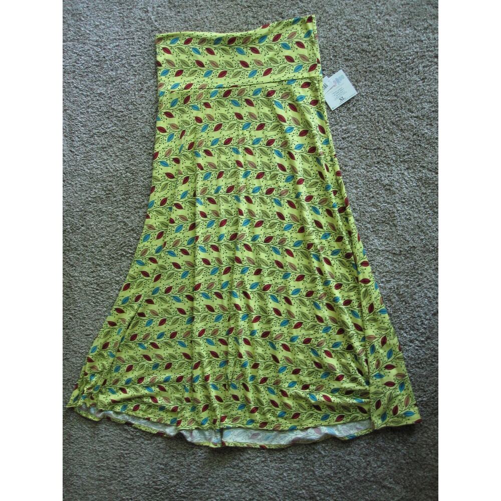 LuLaRoe MAXI Long‎ SKIRT WOMENS Plus size 2XL Yellow Leaves Floral Stretch Soft